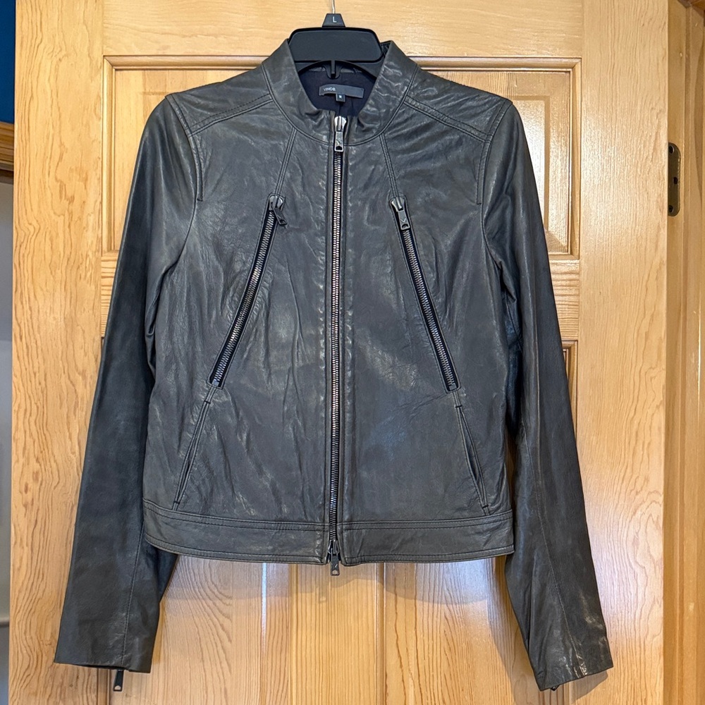 Vince Charcoal Leather Jacket